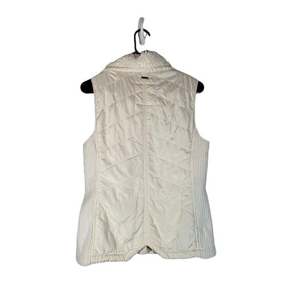 Prana White Quilted Faux Fur Lined Sleeveless Casual Vest Jacket Women Sz M - Picture 2 of 10